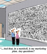 Cartoon: Complex Marketing Plan on a Whiteboard