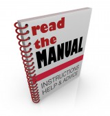 Employee Manual with cover that says "Read the Manual - Instructions, Help & Advice"