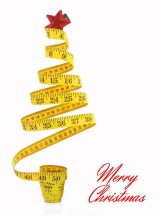Measuring tape shaped like a Christmas Tree and "Merry Christmas" greeting