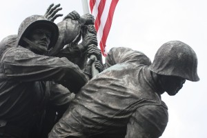 The United States Marine Corps War Memorial depicting the flag raising at Iwo Jima