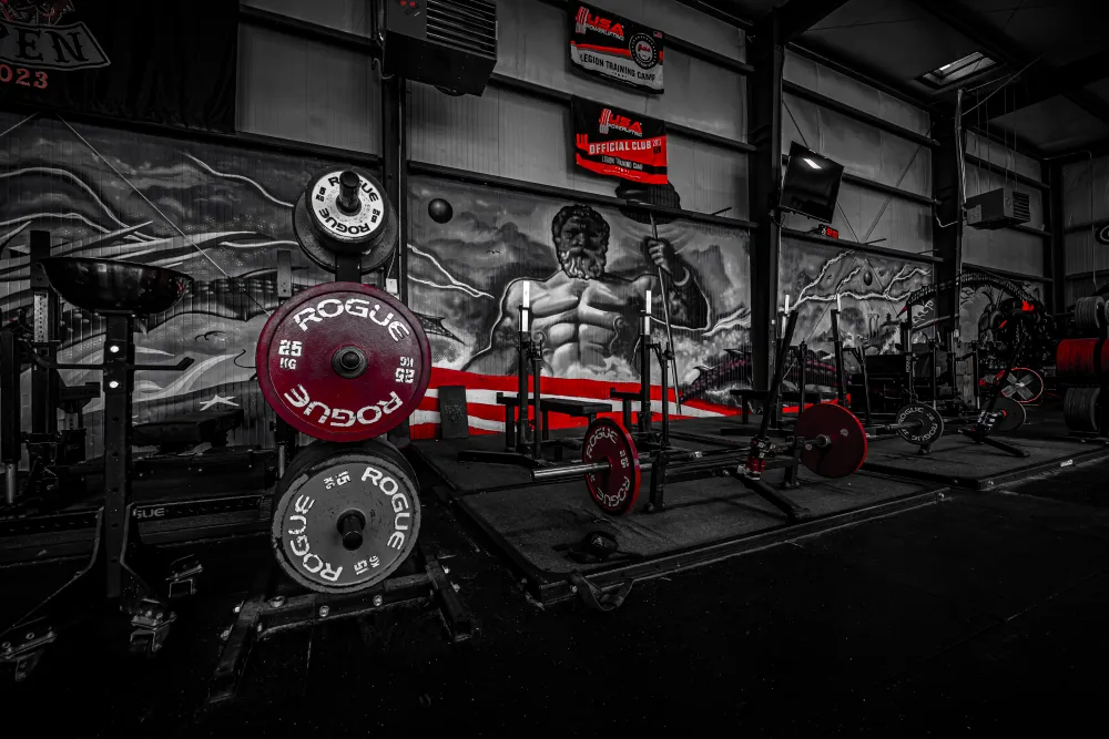 Olympic platform racks at 24/7 access gym Legion Training Camp.