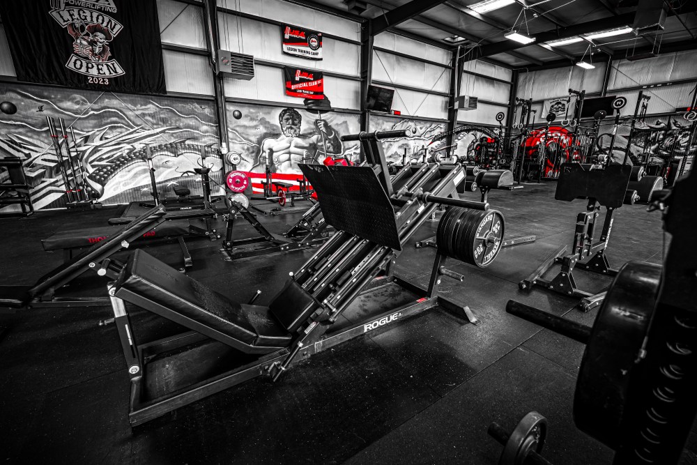 Rogue equipment awaits members at Legion's 24/7 fitness club.